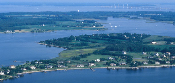 aerial view of chesapeake bay
