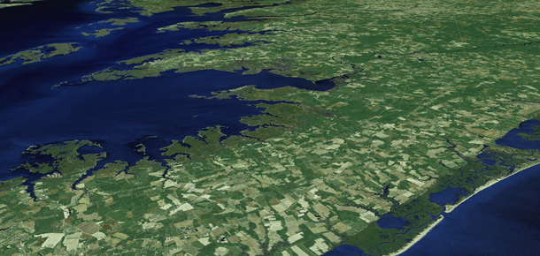 satellite photo of section of bay watershed